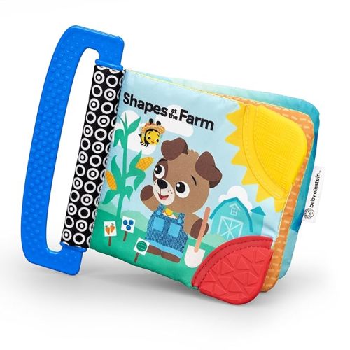 Baby Einstein Farm Explorers Shapes at The Farm Teether Book, Multisensory, Ages Newborn and Up