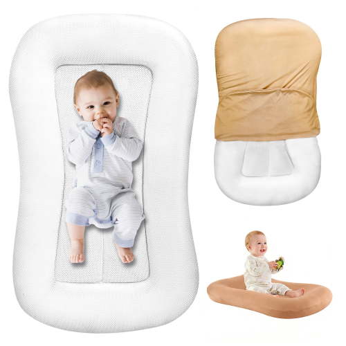 Gofinoday Baby Lounger Pillow for Newborn 0-12 Months, Portable Infant Nest with Removable Cover, Soft & Breathable Lounger for Baby Boys and Girls