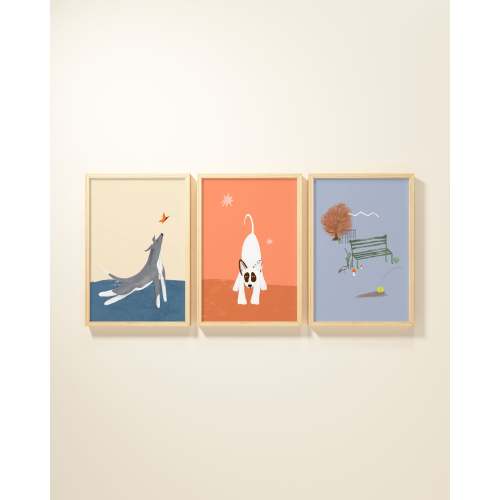 Central Park Dogs Framed Wall Art Set