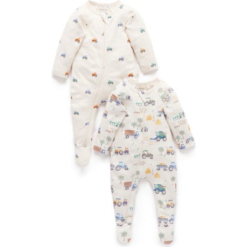 2 Pack Printed Zip Footie, 6-12M