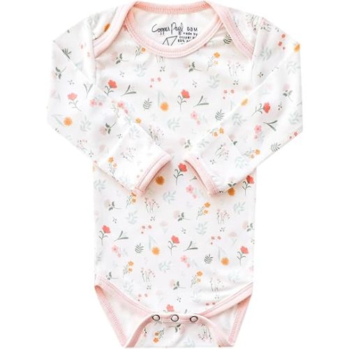 Copper Pearl Long Sleeve Bodysuit Baby: Ultra Soft Baby for Newborns, Boys, and Girls - Stylish, Comfortable, Overlap Shoulders, Premium Knit Fabric - Newborn, Mabel