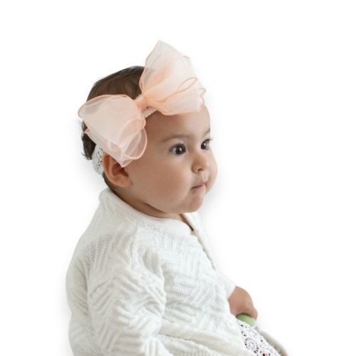 Summer Crystal – Organza Cloud Bow Baby Headband - 1 Pack