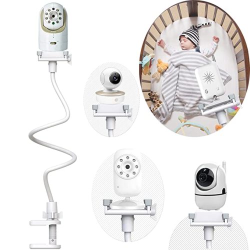 Universal Baby Camera Mount Flexible Baby Monitor Holder Shelf Compatible with Infant Optics Baby Monitor,Baby Monitor Camera Holder Strong Camera Shelf Bracket Compatible with Most Baby Monitors - 33.5" white