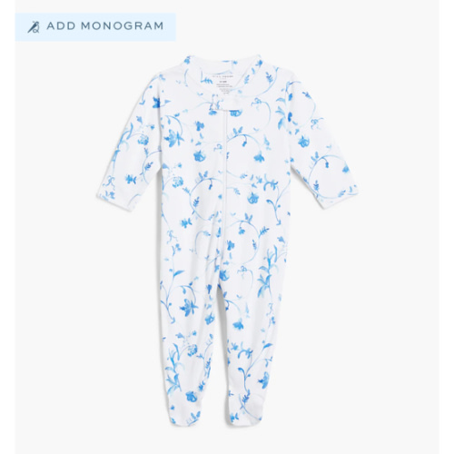 The Footie Pajama - Blue Botanical