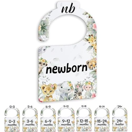 Jungle Animals Baby Closets Organizer, Nursery Closets Dividers for Newborn to 24 Months, Greenery Hangers with Double Size Dividers