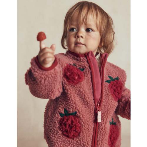 Cosy Borg Jacket-Rose Blackberry Applique