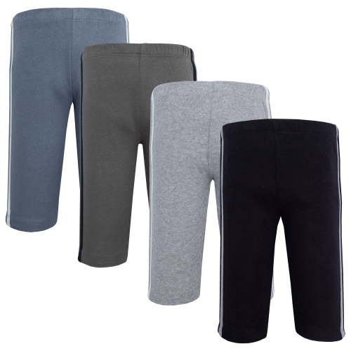 Hudson Baby Boy Cotton Pants and Leggings, Heather Gray Black, 0-3 Months