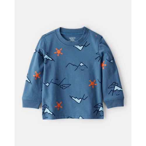 Baby Boy Mountain Long-Sleeve Graphic Tee - Blue - Carter's | Carter's