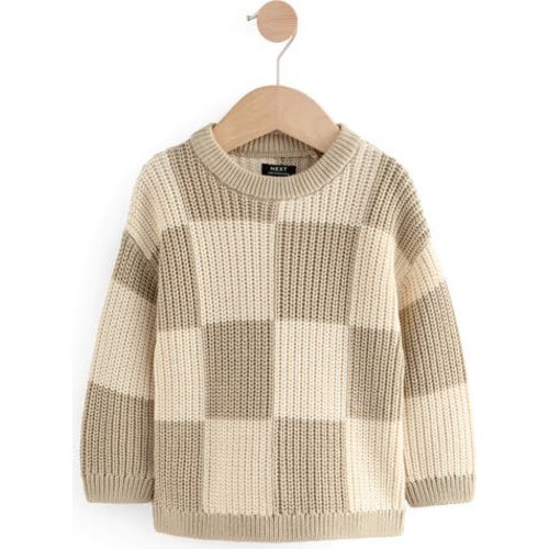 Kids' Checkerboard Cotton Crewneck Sweater, 12-18M