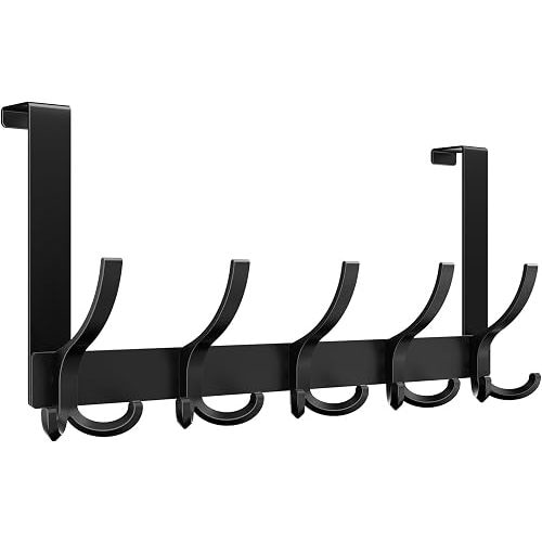 Optish Over The Door Hooks for Hanging, Over The Door Hanger, Over The Door Towel Rack for Bathroom (Black, 1 Pack)