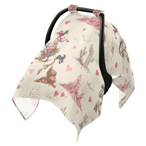Western Cowgirls Retro Car Seat Cover Baby Breathable Soft Infant Carseat Covers Canopies Babies Carrier Covers for Girl Boy