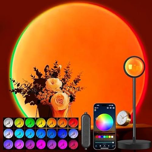 Sunset Lamp Projector with APP & Button Control, 360 Degree Rotation Multiple Colors Changing LED Lamp Night Light, Sunset Light for Bedroom Decor/Party/Christmas Gifts/Tiktok Live/Room Decor