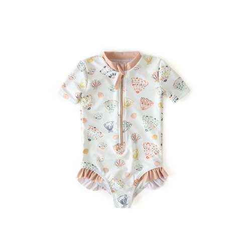 Swim Short Sleeve Ruffle One-Piece