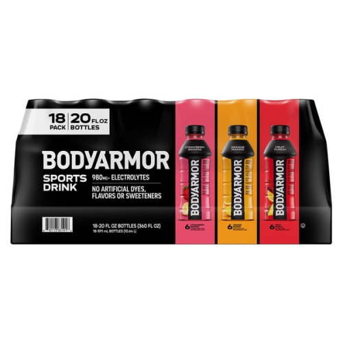 BODYARMOR Sports Drink Variety Pack, 20 fl oz Bottles, 18-Pack, Ready-to-Drink Electrolyte Sports Beverage