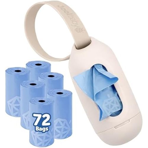 Jool Baby Disposable Diaper Bag Dispenser (Oatmeal) + 6 Refill Rolls (Lavender-Scented) - Attaches to Stroller or Diaper Bag for On-the-Go Convenience