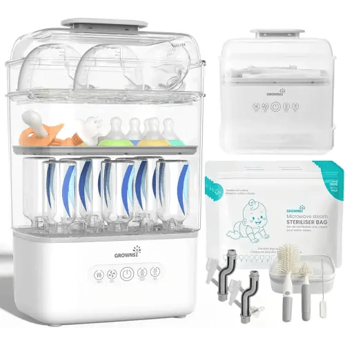 Grownsy 3 Layers Large Baby Bottle Sterilizer and Dryer with Travel Kit