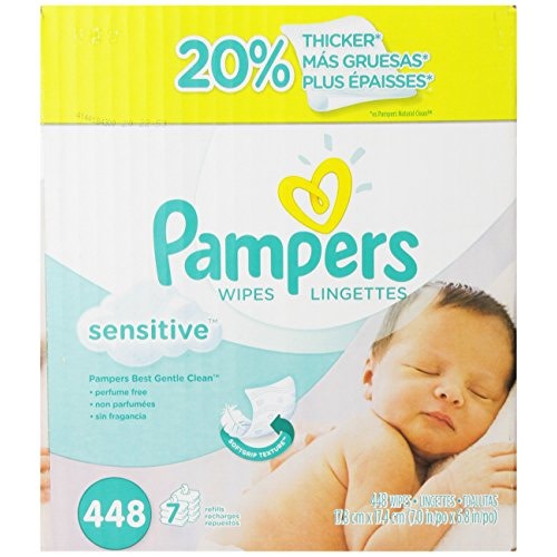 Pampers Baby Wipes Sensitive Perfume Free 7X Refill Packs (Tub Not Included) 448 Count - 7x Refill Packs (448 Count)