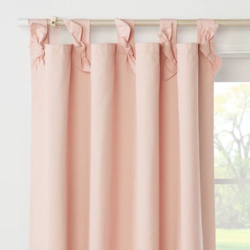 42"W x 84"L Tie Top Embellished Kids' Blackout Window Curtain Panel with Ties Pink - Pillowfort™
