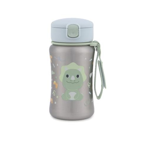 Skip Hop Toddler Sippy Cup with Straw, BPA-Free, Holds 12 oz. Stainless Steel Straw Bottle, Besties Squad, Dino