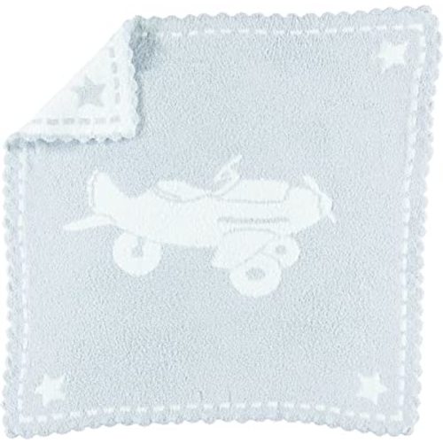 Barefoot Dreams CozyChic Scalloped Baby Receiving Blanket - Blue & White 30x 32