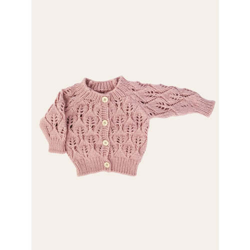 Leaf Lace Cardigan Sweater, Rosy