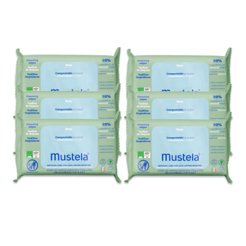 Mustela Baby Home Compostable Cleansing Wipes - For Face, Body & Diaper Area - 99% ingredients of natural origin & plant-based fibers - For all skin types - Fragrance Free Version & Various Sizes