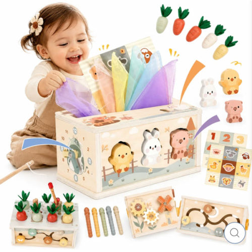 Activity Cube Montessori Tissue Box for 8M - 3 Year Olds