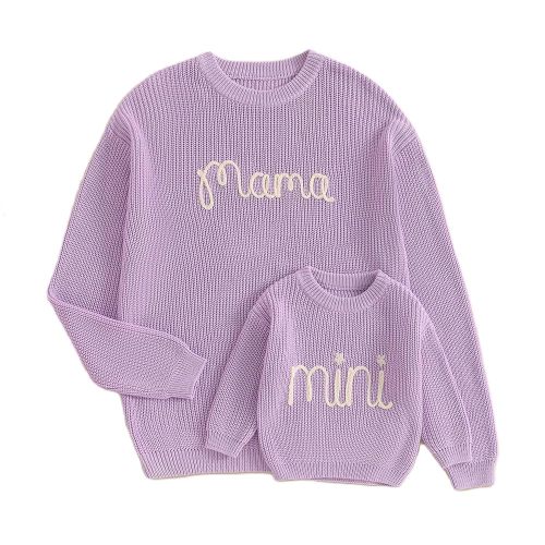 Mommy and Me Sweater Matching Family Outfit Long Sleeve Knit Sweater Pullover Mom and Baby Clothes