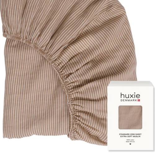 Crib Sheets – Organic Cotton Muslin Fitted Crib Sheet – Standard Size for Baby Boy and Baby Girl 28" x 52" Ultra-Soft and Breathable. (Natural Stripe)