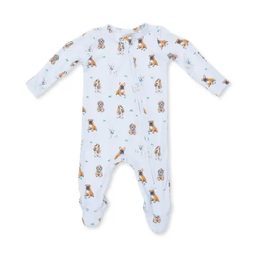 Bestie Dogs Blue 2 Way Zipper Footie