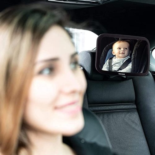 Baby Car Mirror Rear Facing Baby Essentials 100% Shatterproof Safest Clear View 360° Adjustable to All Seats and Ages Crash Tested Fully Assembled - 9.8 x 3.1 x 7.2 Inches