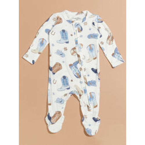 Western Cowboy Footie in Blue | Tullabee