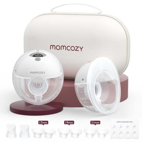 Momcozy M5 Hands Free Breast Pump Wearable, Electric Breast Pump Portable Gray with Breast Pump Bag, Grey Two Pumps