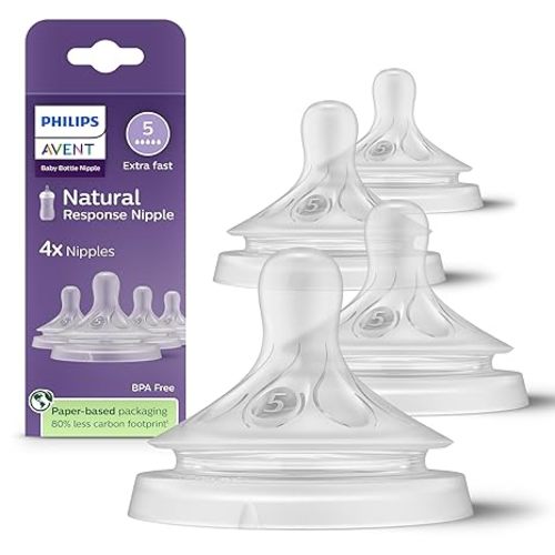 Philips Avent Natural Response Nipples, Extra Fast Flow (Flow 5), 4-Pack, SCY965/44