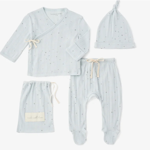 Blue Celestial Organic Cotton Ribbed Layette Set