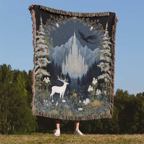 Throne Of Glass Inspired Woven Blanket, Castle Wall Tapestry, Boho Throw, Bookish Decor