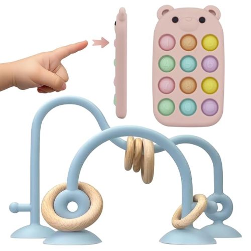 Baby High Chair Suction Cup Toys Teething, BPA-Free Silicone Teethers Chew