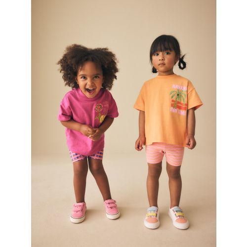 Pink/Orange Top & Cycle Shorts Set 2 Pack (3mths-7yrs)