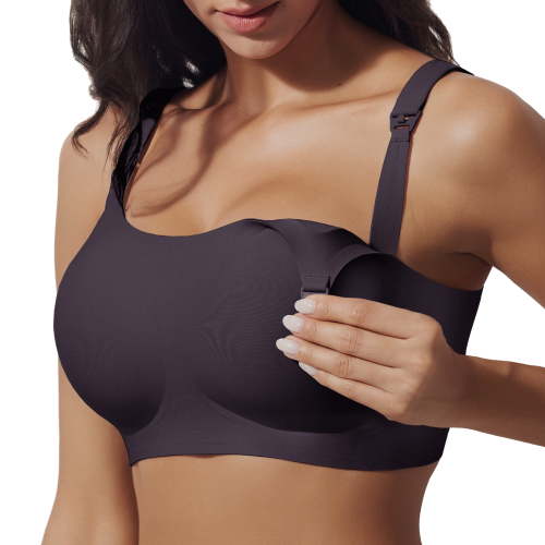 MINTREUS Nursing Bras for Breastfeeding Round Neck Full Coverage Maternity Bra Pregnancy Sleep Bralette with Extra Extender