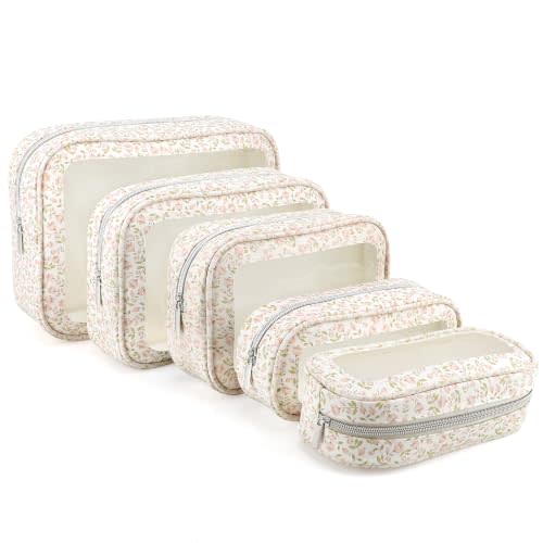 YOPCDJ 5PCS Diaper Bag Organizer Pouch Set, TSA Approved Toiletry Bag, Clear Waterproof Makeup Bag Set, Purse Organizer Pouches,Travel Organizer Bags for Women and Kids