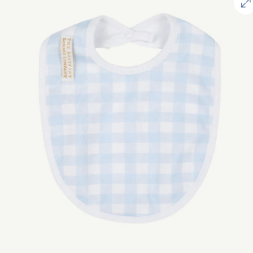 Burp Me Bib - Buckhead Blue Gingham with Worth Avenue White