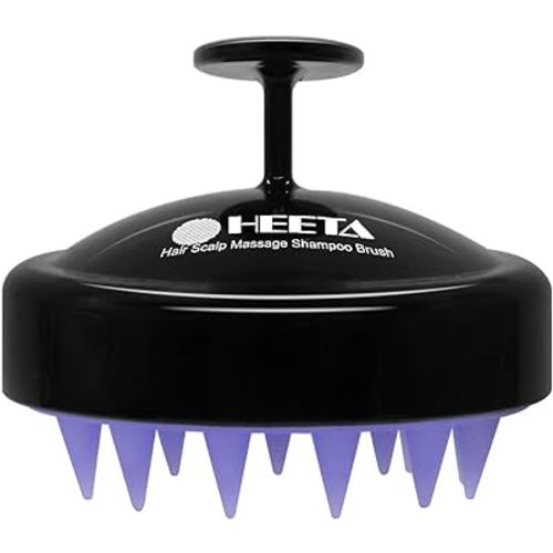 HEETA Scalp Massager Hair Growth, Soft Silicone Scalp Scrubber Shampoo Brush for Exfoliation, Dandruff Removal Head Massage Stress Relax, Wet & Dry Use for Thick Thin Curly Hair Care, Black