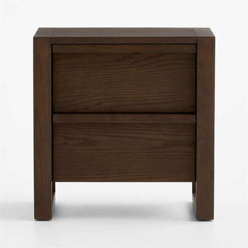 Gemini 20" Deep Brown Ash Wood 2-Drawer Kids Nightstand