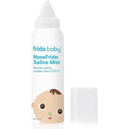 Frida Baby NoseFrida Saline Mist Spray, Baby Saline Nasal Spray for Allergy Relief to Soften Nasal Passages, Baby Saline Spray for Use Before NoseFrida The SnotSucker, 3.4 fl.oz.