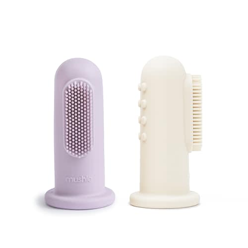 mushie Baby Finger Toothbrush (Soft Lilac/Ivory) 2-Pack