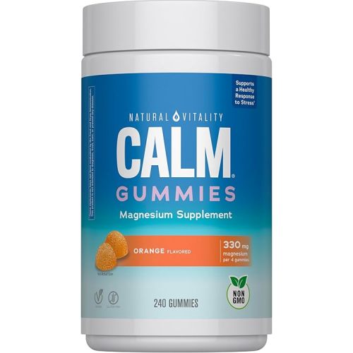 Natural Vitality Calm Magnesium Gummies | 330mg Per Serving | Orange Flavored Supplement | Gluten-Free & Vegan | 240 Count