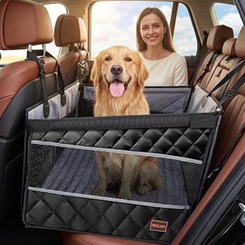 MIXJOY Dog Car Seat for Large Medium Dogs - with Dog Bed Inside, Back Seat Extender for Pets, Waterproof Pet Carseat for Medium Sized Pet, Hammock for Pet, with Storage Pocket