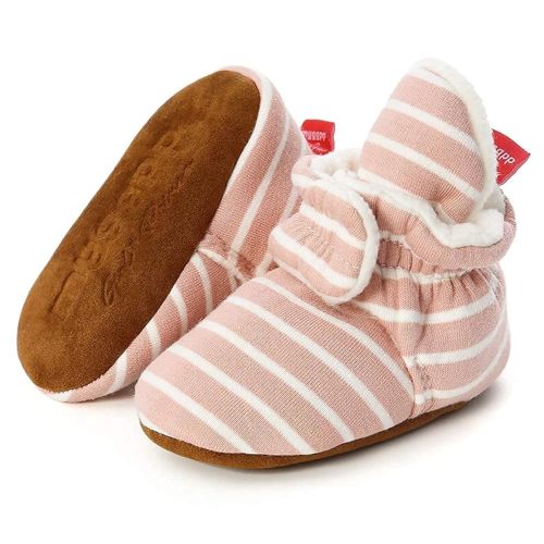 Sawimlgy Newborn Infant Baby Girl Boy Cotton Booties Stay On Sock Slippers Soft Bedroom Shoes Non-Skid Ankle Boots With Grippers Toddler Crib Warm Shoe First Walker Birthday Shower