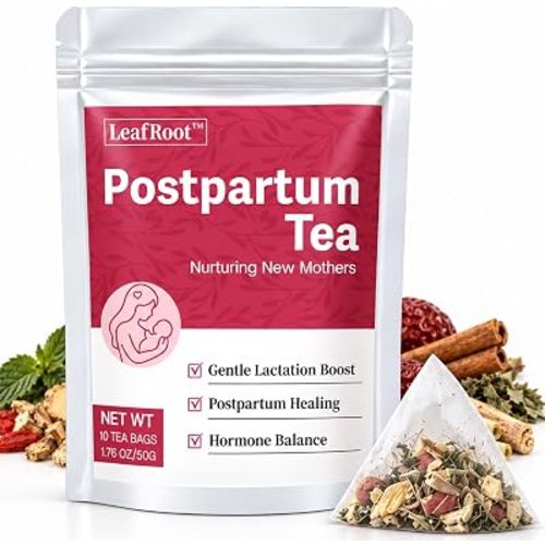 Natural Postpartum Essentials Herbal Tea for Women Postnatal Recovery, Afterease Raspberry Spearmint Post Partum Essential for Breastfeeding Moms, After Pregnancy Hormone Balance Support