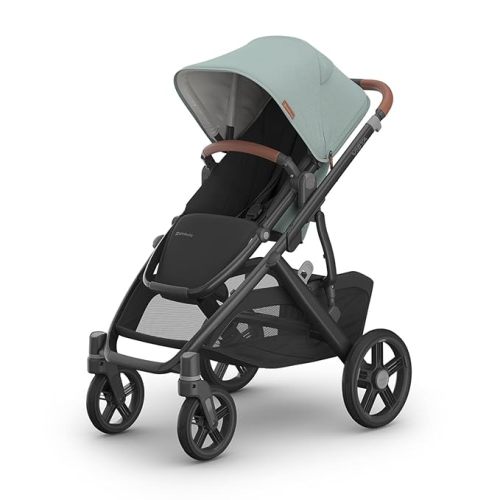 UPPAbaby Vista V3 Convertible Single-to-Double Stroller for Baby & Toddler, 30+ Configurations, Car Seat Compatible, All-Wheel Suspension, XL Basket – Kenzi (Mystic Aqua/Carbon Frame)